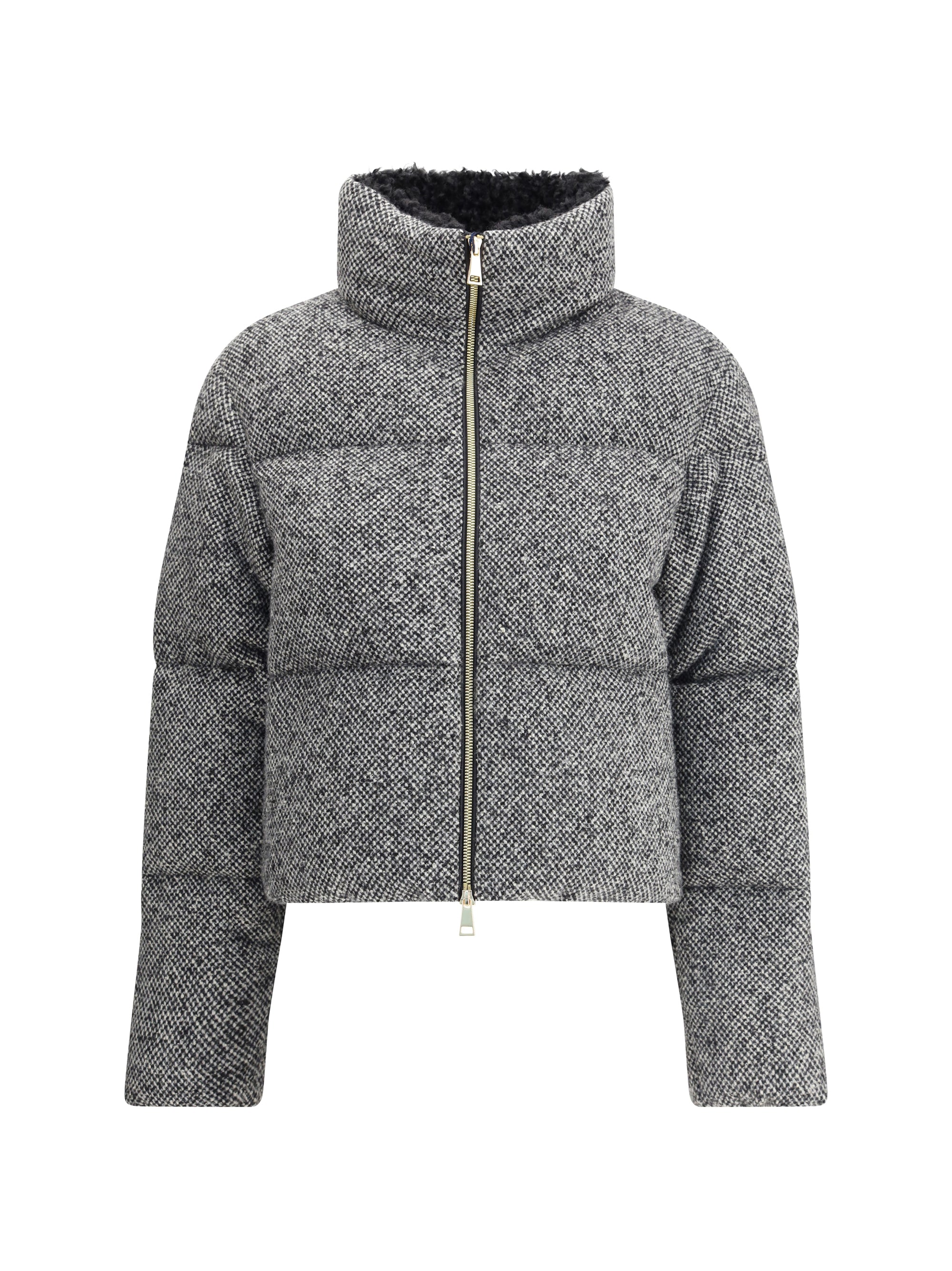MONCLER 0 boucl? careil short down jacket in wool