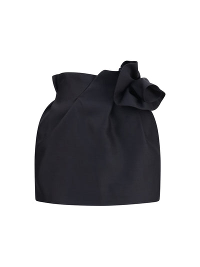 wool and silk mini skirt with floral details