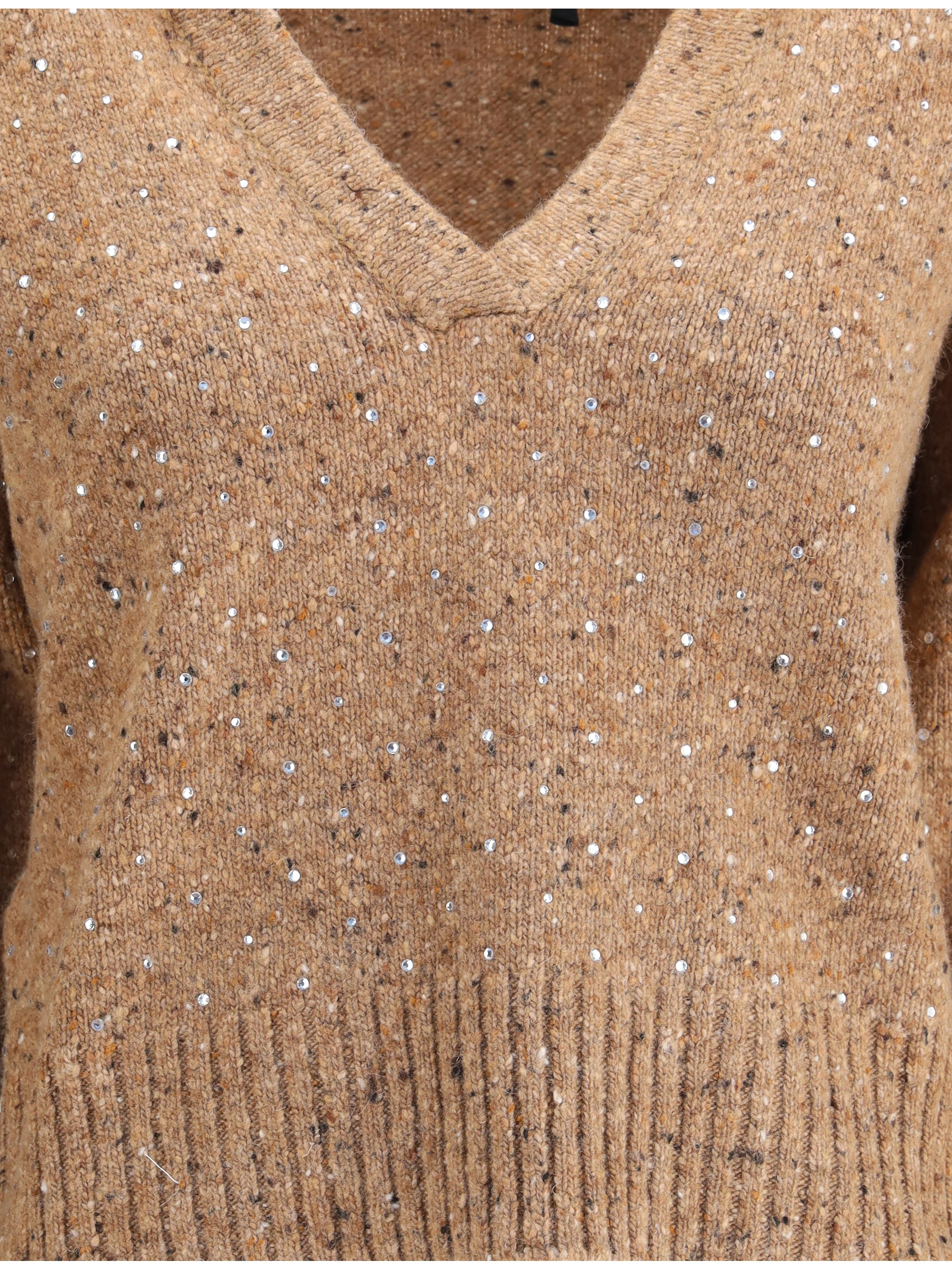 PINKO L v-neck sweater with rhinestones