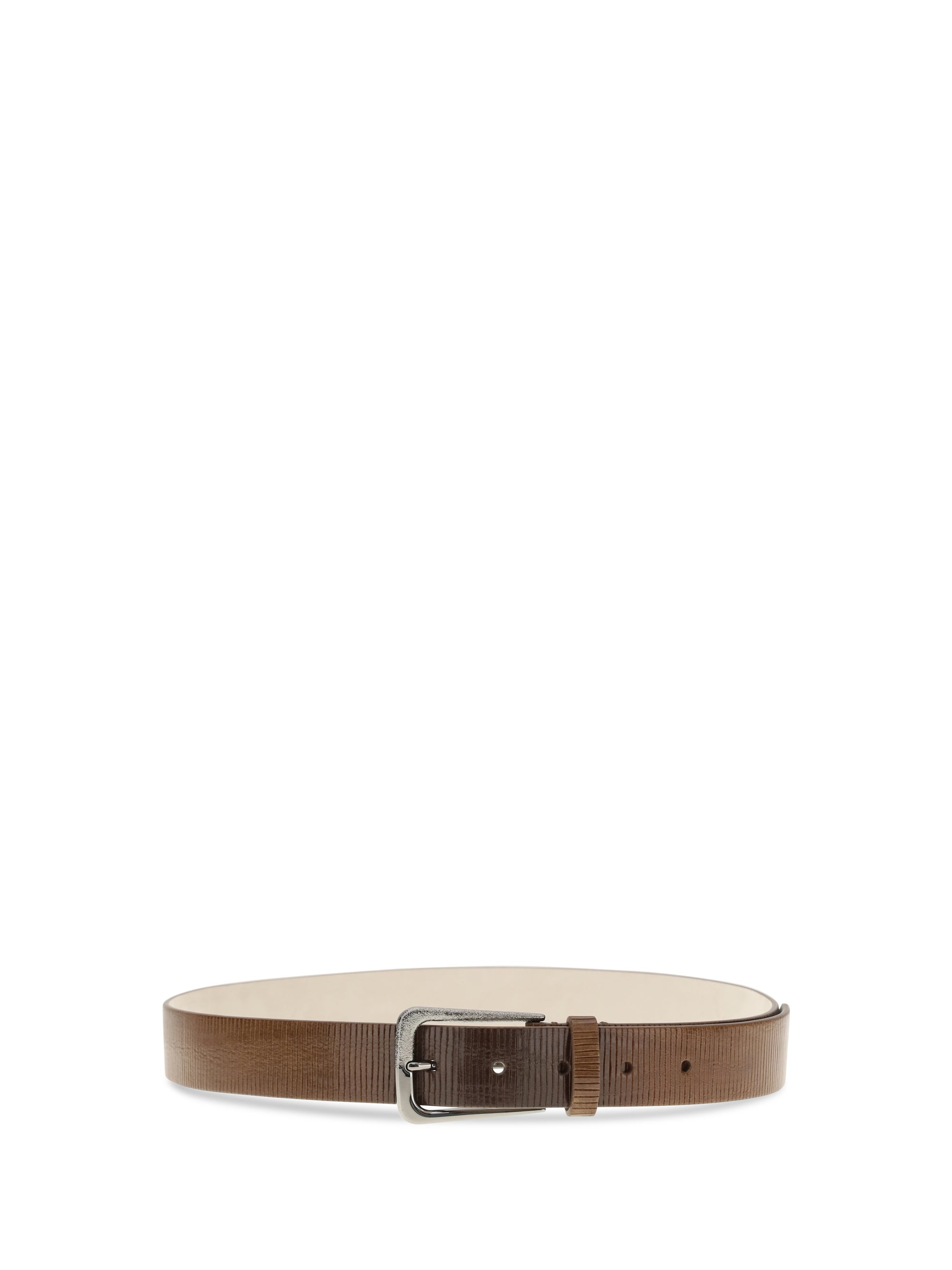 BRUNELLO CUCINELLI L carved leather belt with shimmering buckle