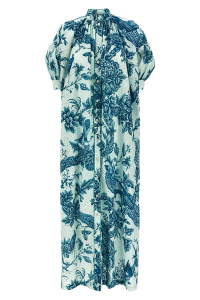 long mede floral print sangallo lace dress