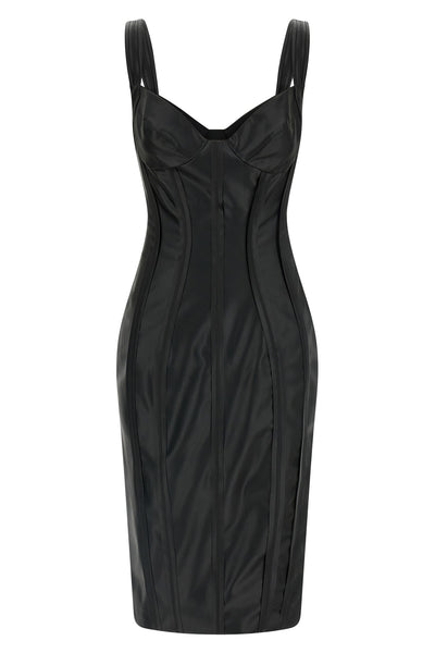 nappa effect fabric midi dress