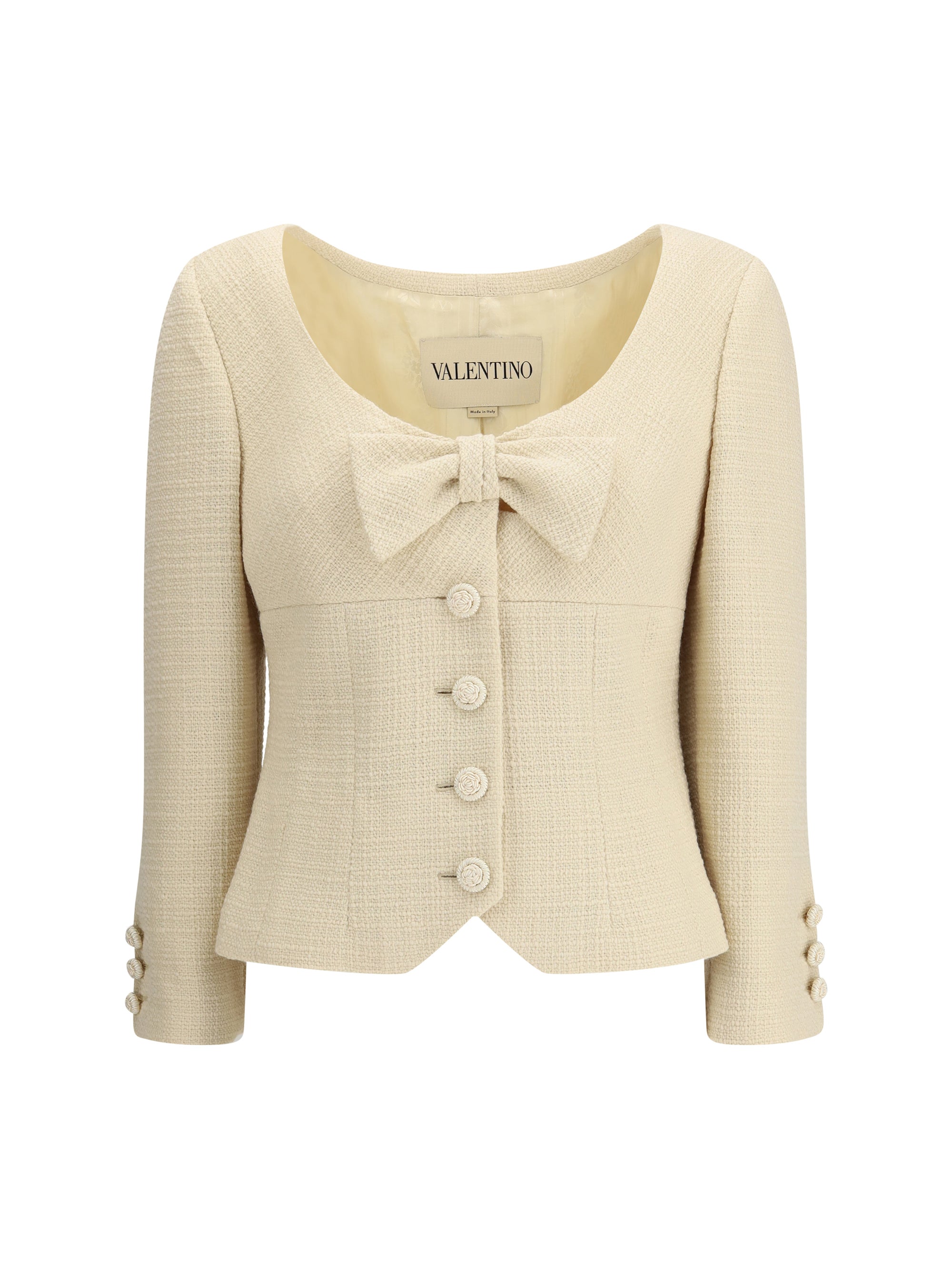 VALENTINO 44 short jacket in plain wool tweed