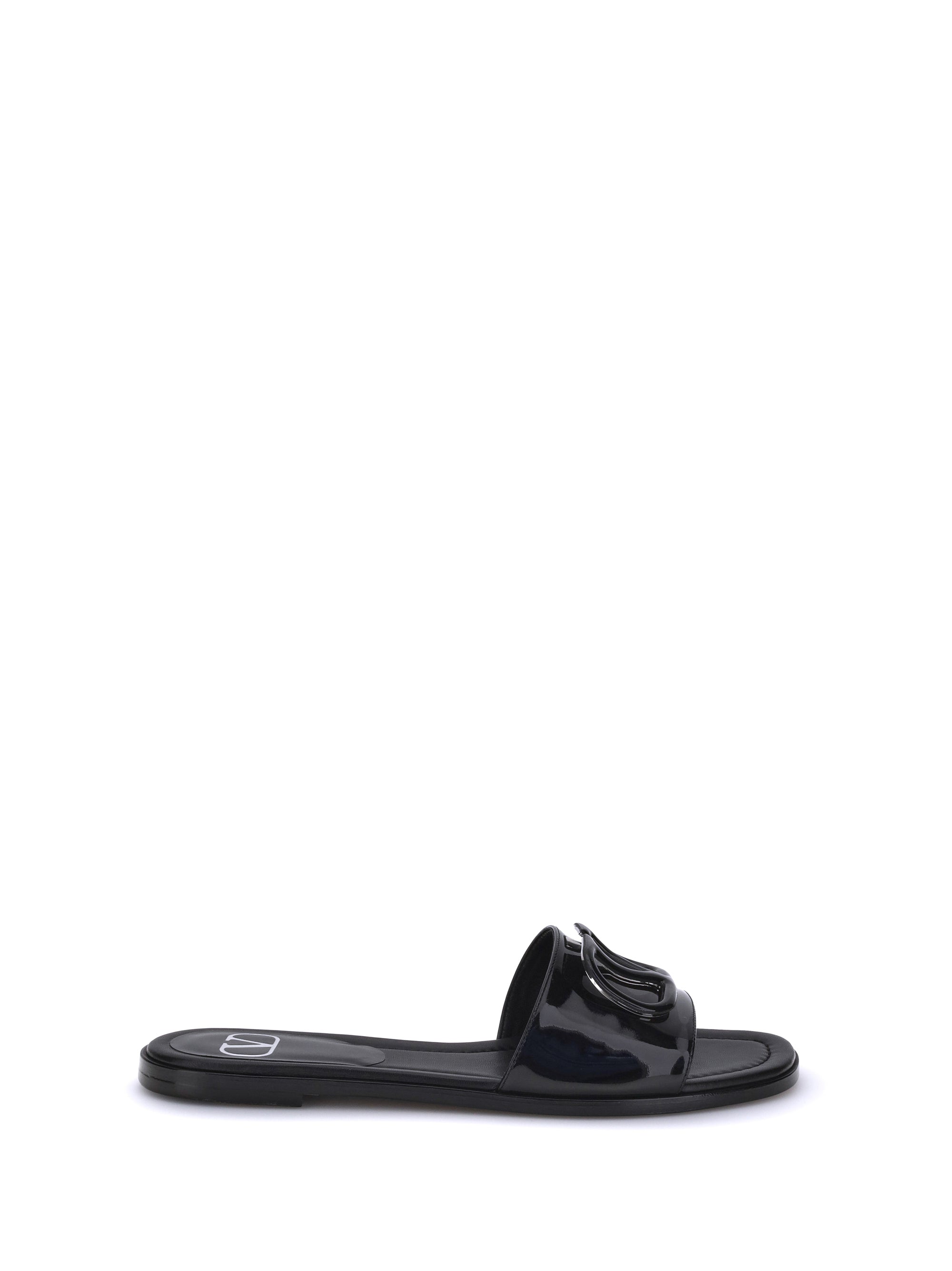 VALENTINO GARAVANI 36 patent leathe vlogo slide sandals