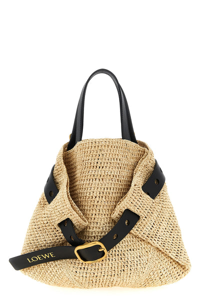 punch hole mini shopping bag in woven raffia
