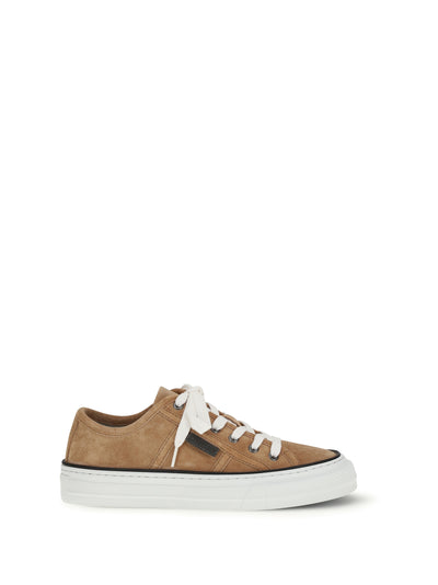 shiny tab suede sneakers