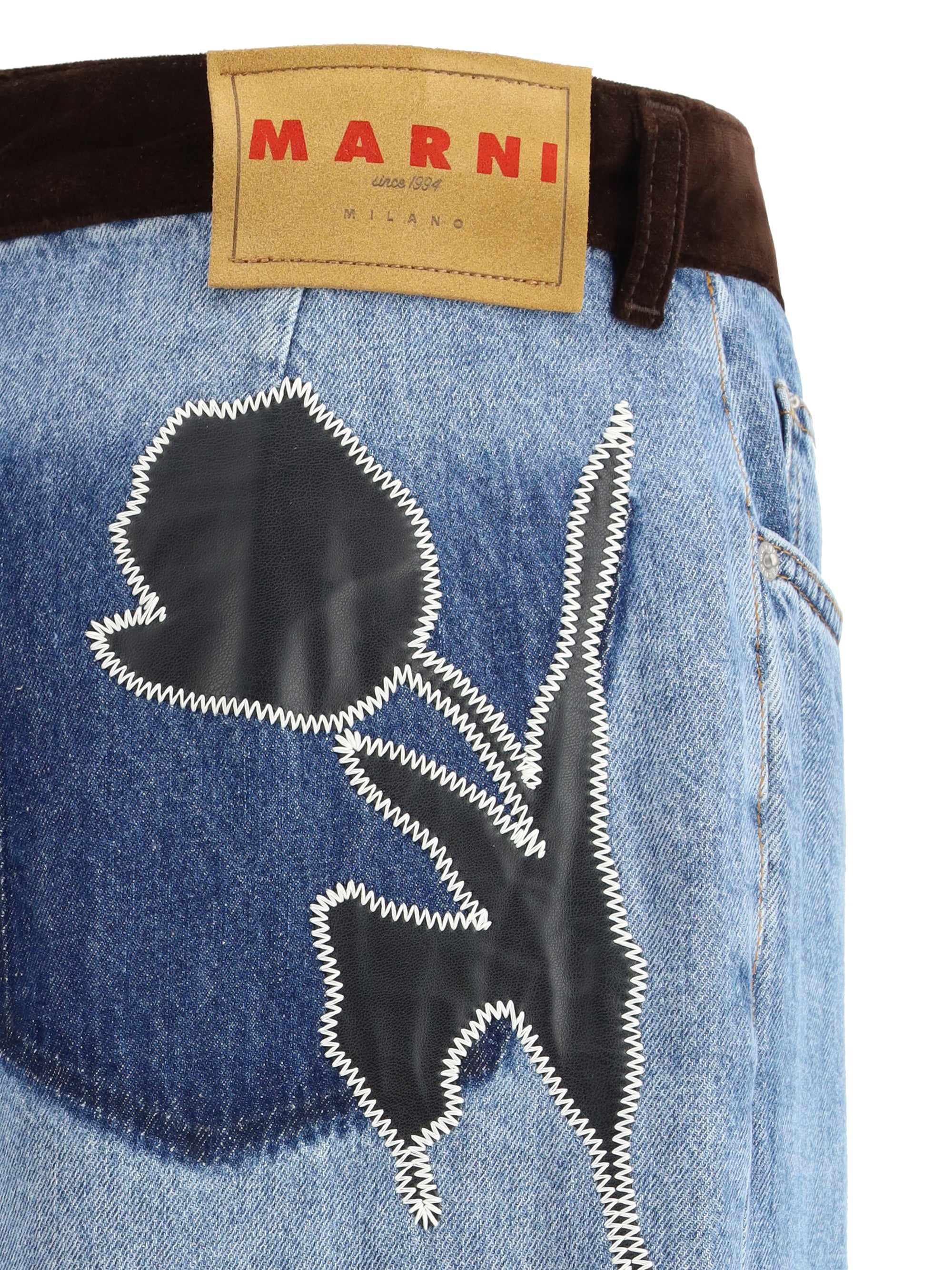 MARNI 42 cotton pants with contrasted waistband