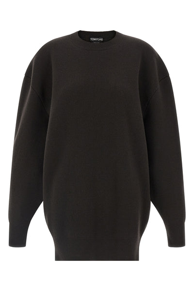 sculptural double face double-sided wool and cashmere minidress