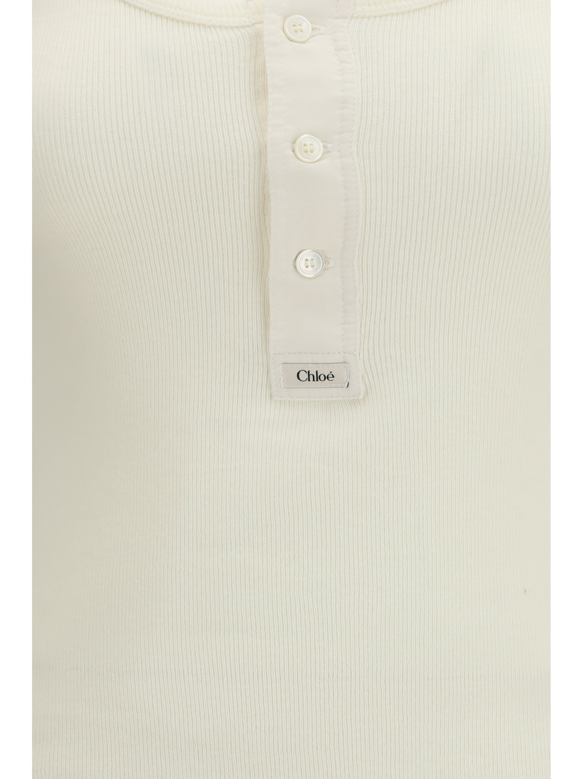 CHLOÉ M cotton jersey henley t-shirt