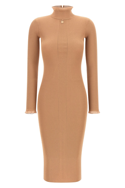 the elisabetta franchi midi dress defines the silhouette through a sophisticated