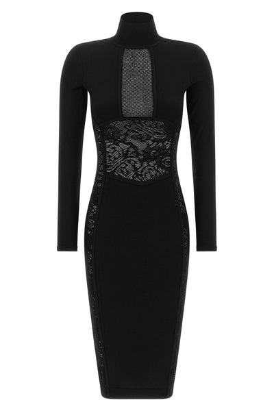 the elisabetta franchi midi dress defines a sculptural silhouette through a soph