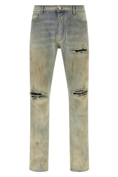 suede mx1 used-effect stretch cotton denim jeans