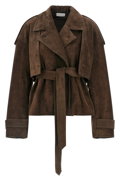 flaminia short suede robe trench coat