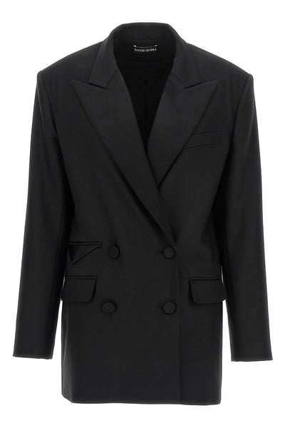 tailored tuxedo double-breasted stretch wool blazer