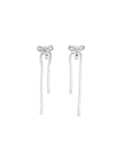 crystal bow and pearl drop earrings