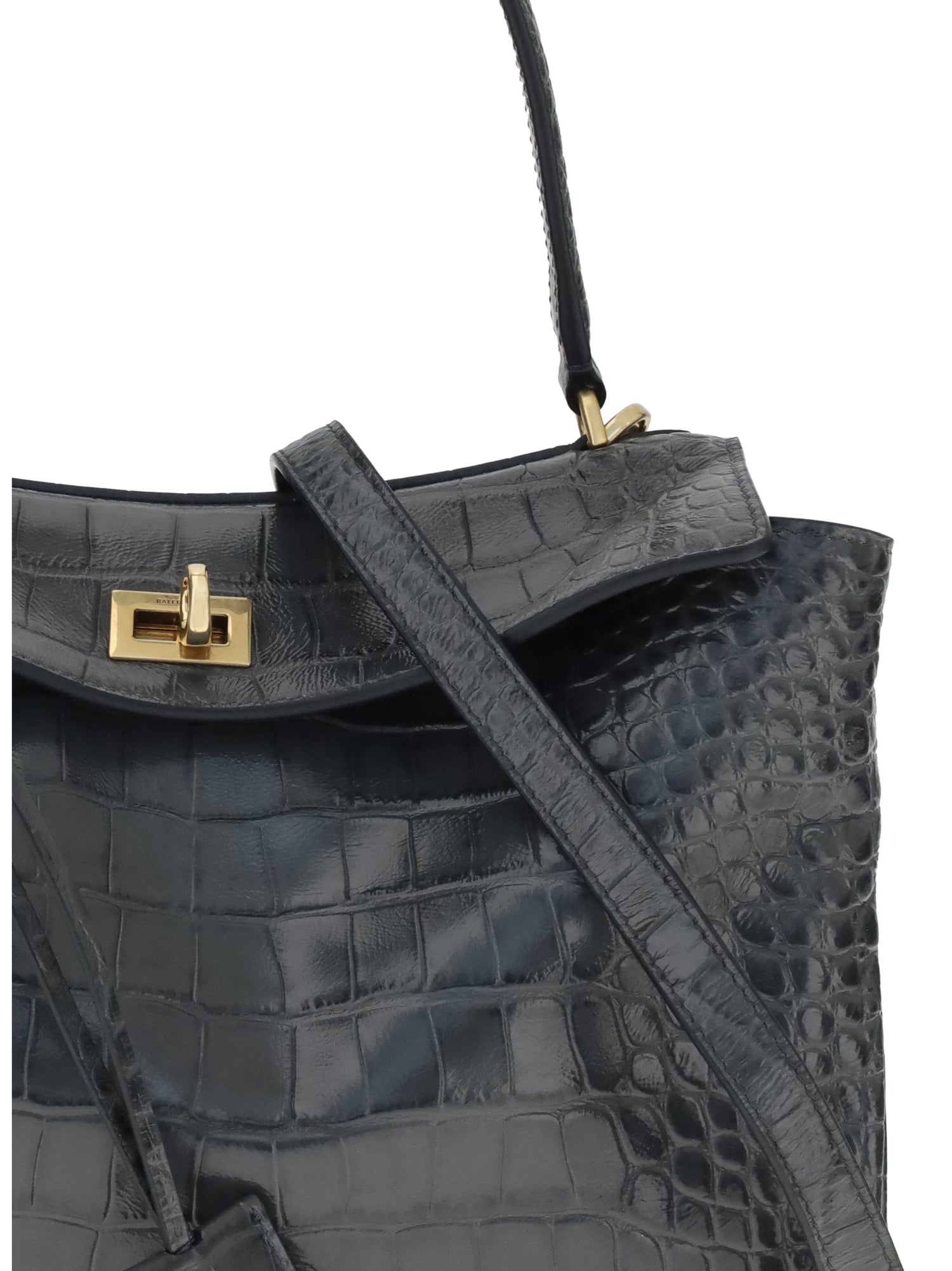 BALENCIAGA OS rodeo shoulder bag in crocodile-print leather