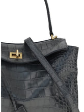 BALENCIAGA OS rodeo shoulder bag in crocodile-print leather