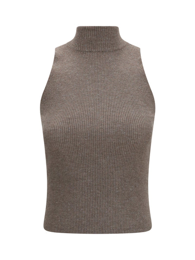 sleeveless turtleneck with luminous details