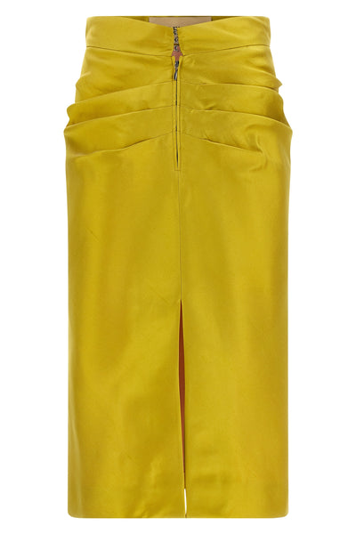 shantung silk midi skirt