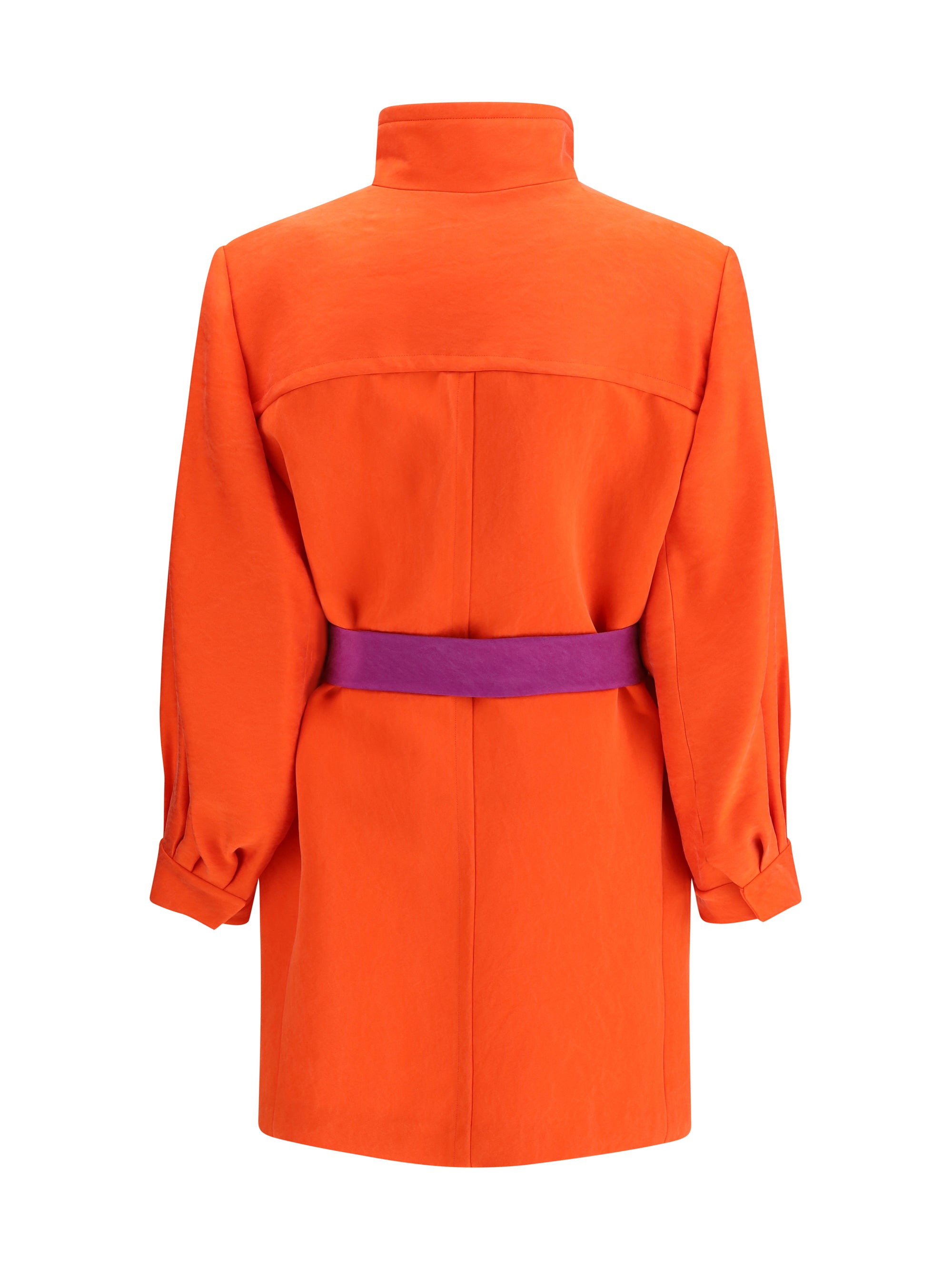 SAINT LAURENT 38 belted stonewashed silk satin coat