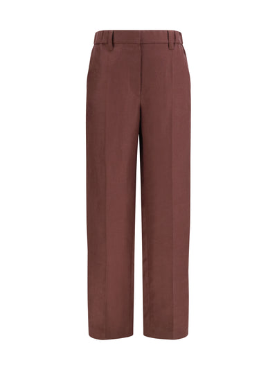 wide-leg pants in linen with elastic waistband and belt loops