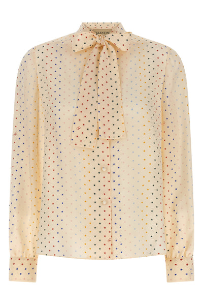 all-over stelline muticolor starry print silk shirt
