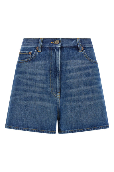 solid denim shorts medium stone washed