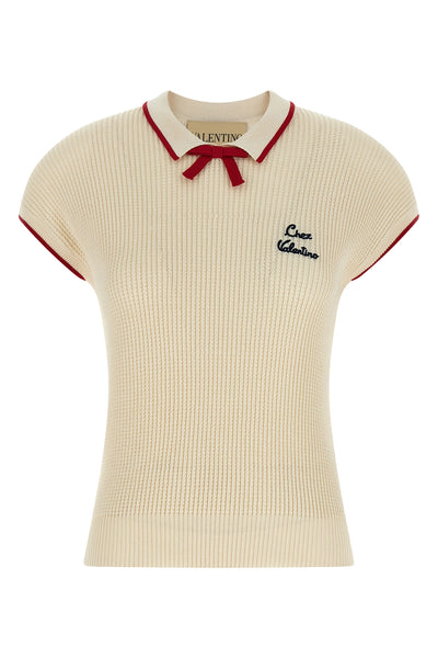 knitted stretch cotton and viscose blend top
