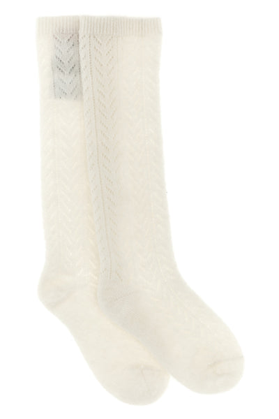 openwork socks in wool and mohair blend