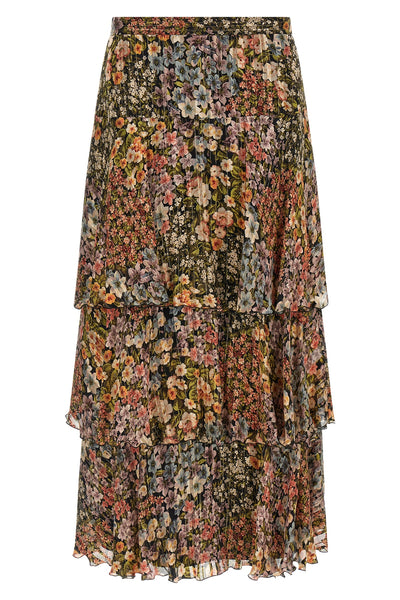 midi skirt in semi-transparent silk