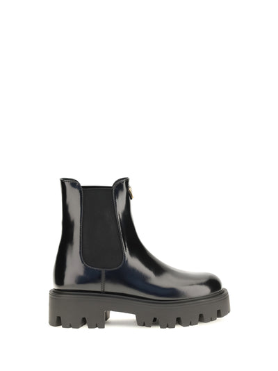 brushed leather ankle boots