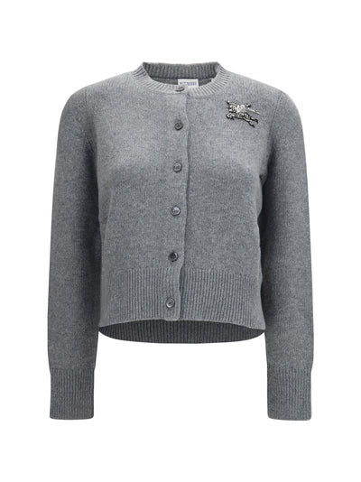 wool and cashmere equestrian knight logo cardigan