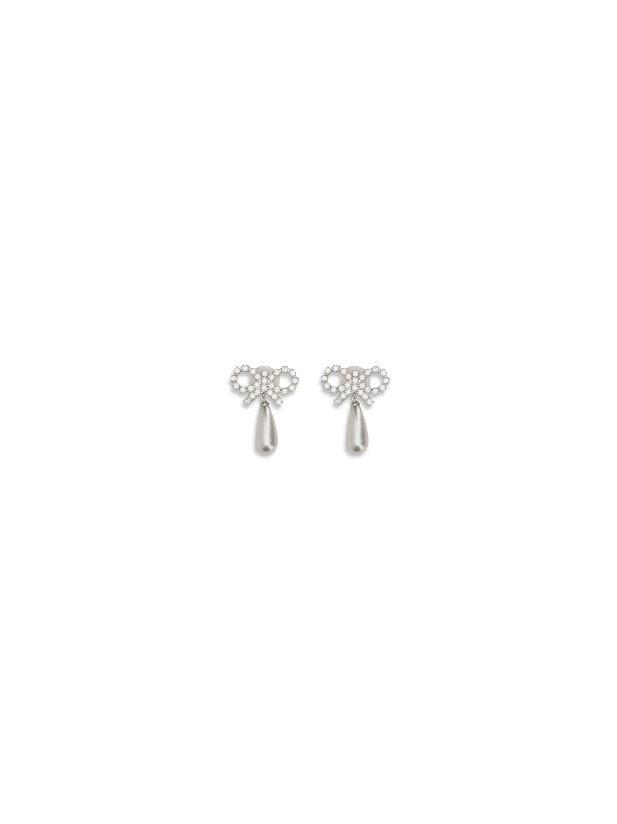 SELF-PORTRAIT OS crystal bow pearl earrings
