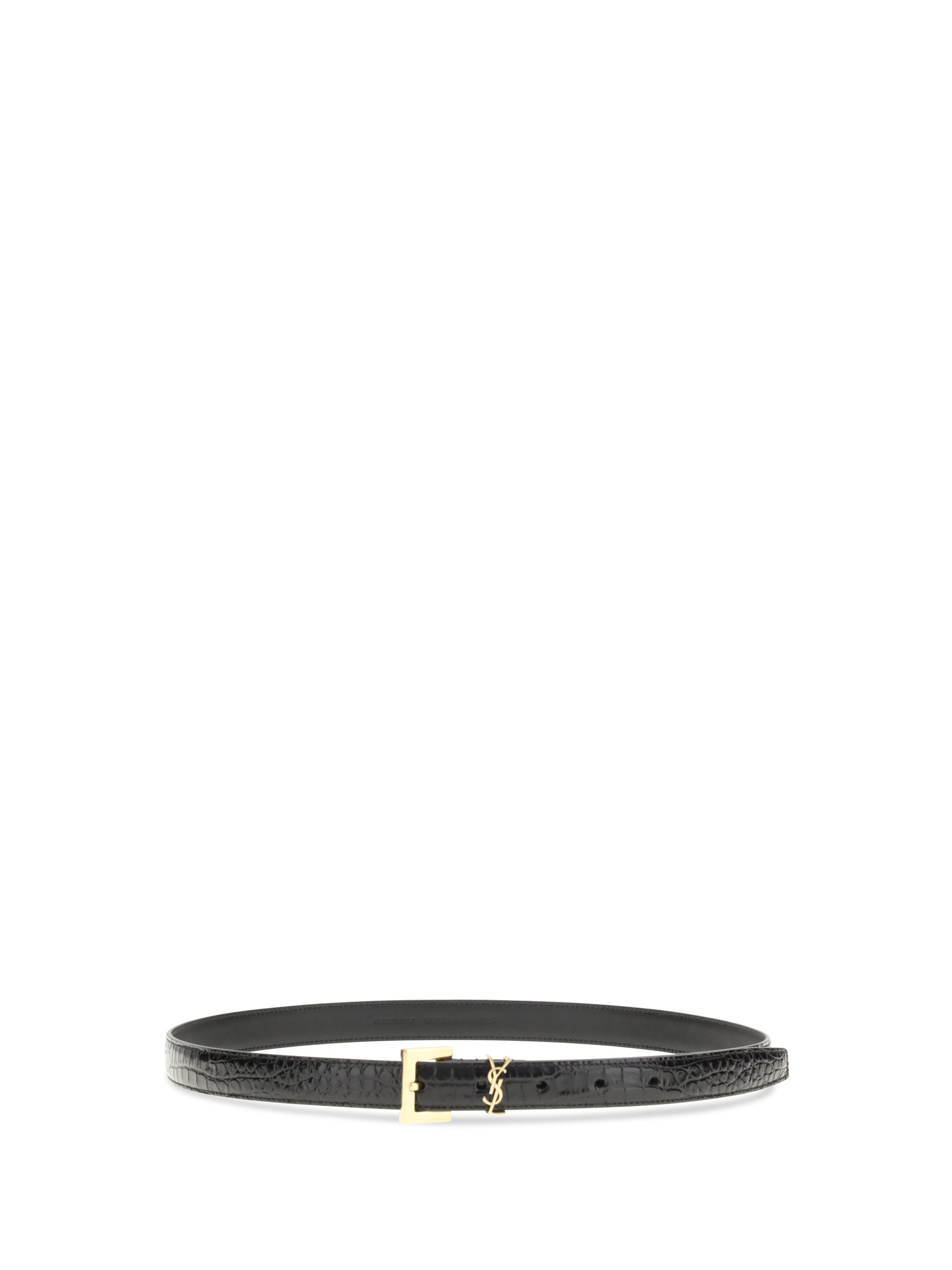 SAINT LAURENT 75 crocodile-effect cassandre belt