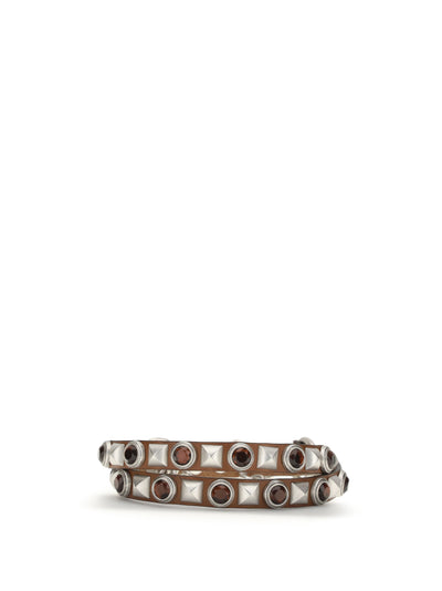 leather belt with jeweled studs