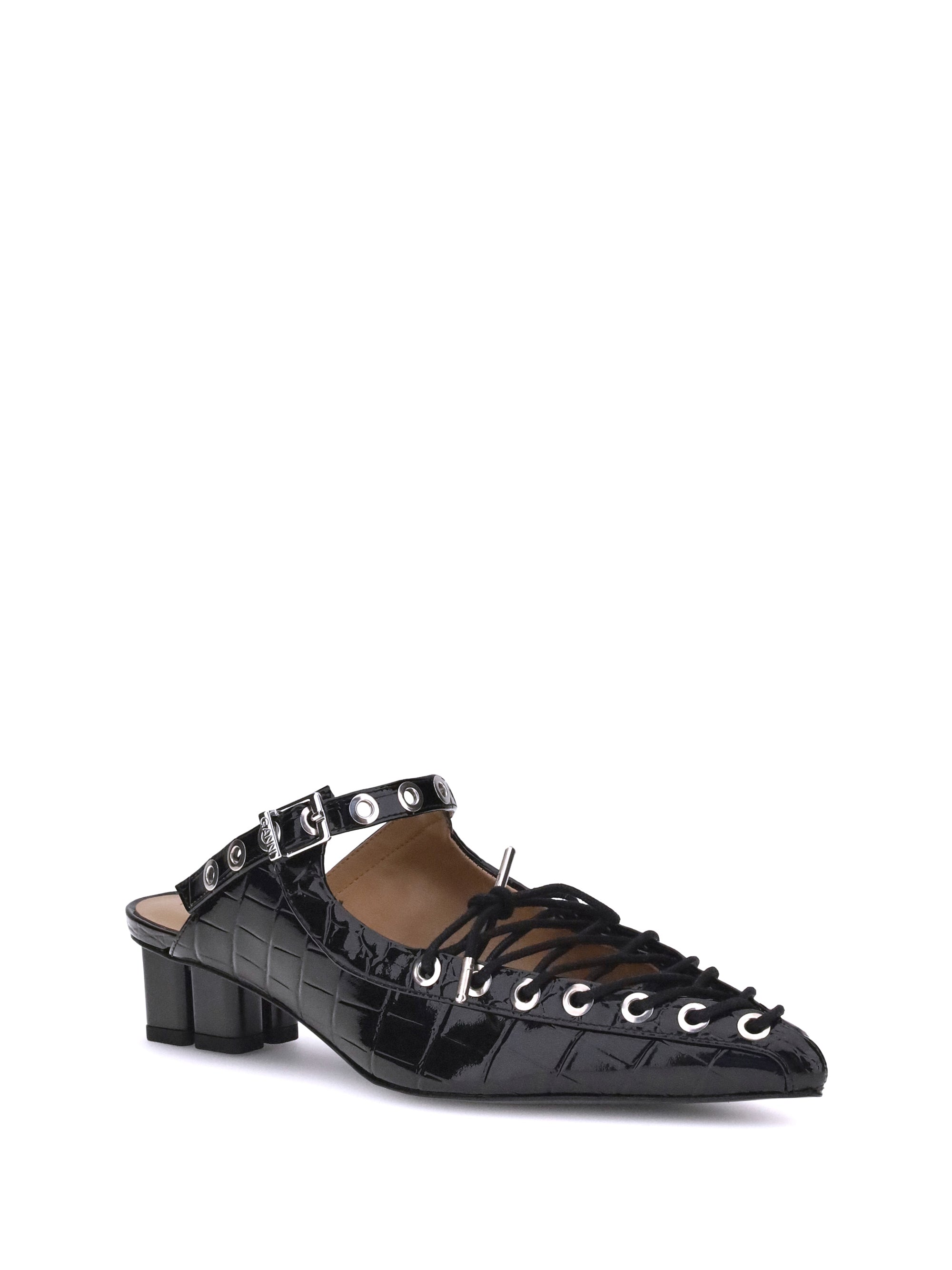 GANNI 36 oleatex laced mules