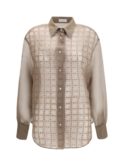 sheer checked shirt