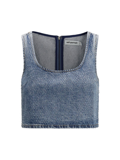 rhinestone denim crop top