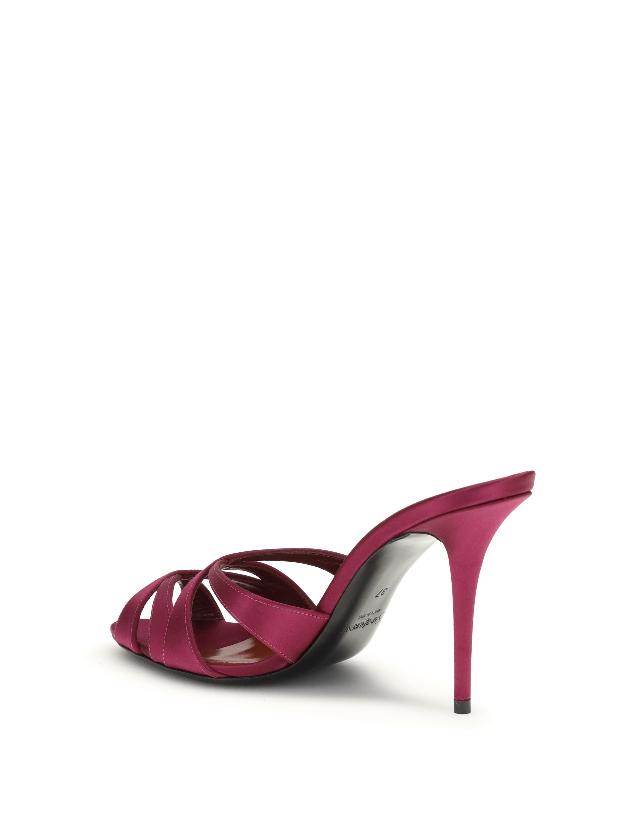 SAINT LAURENT 36 crêpe satin chandelle mules sandals