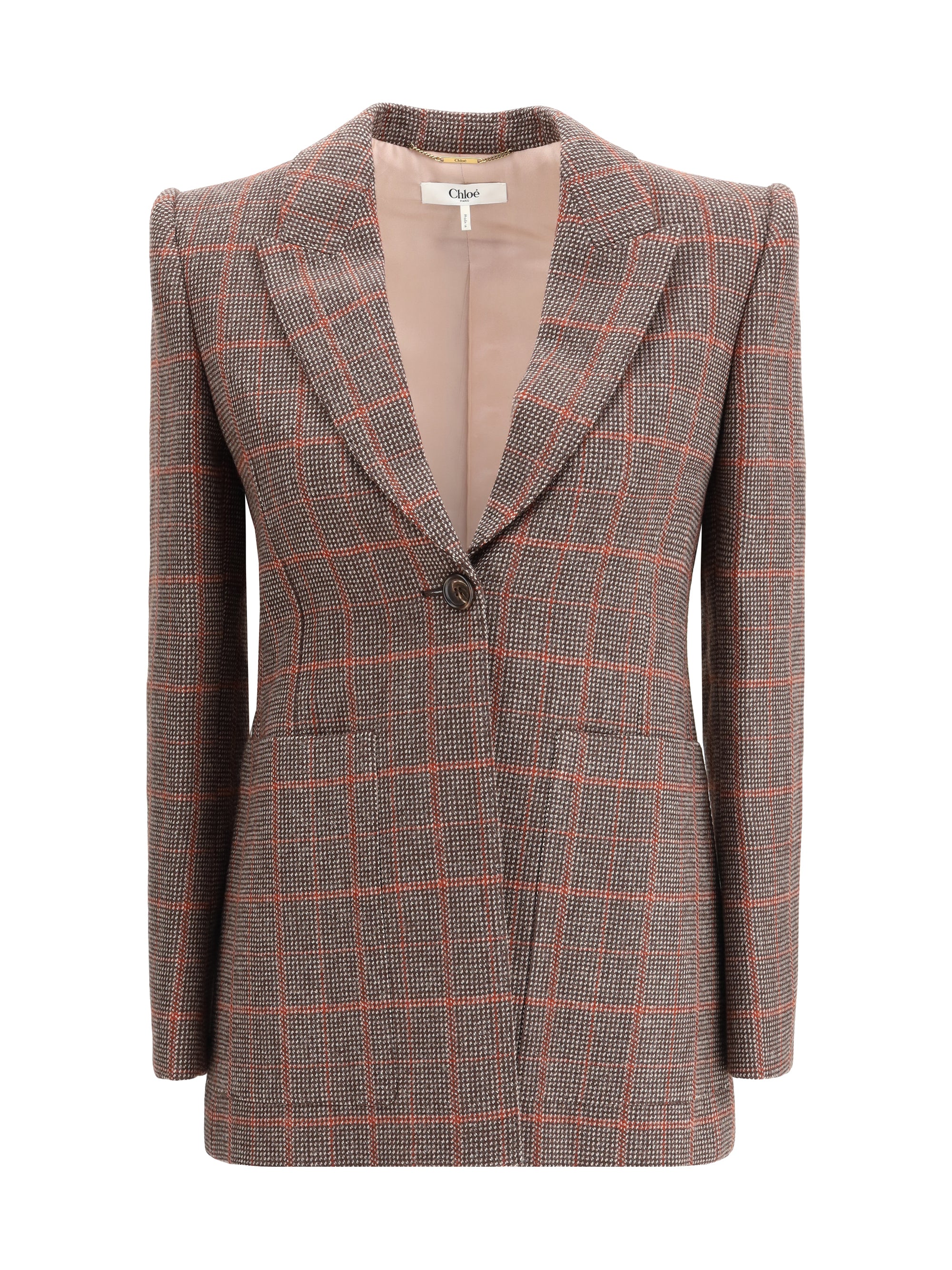 CHLOÉ 38 wool plaid blazer