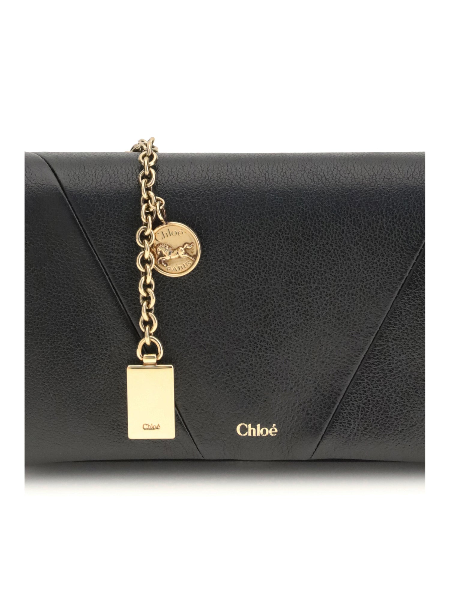 CHLOÉ OS spin wallet with flap and chain