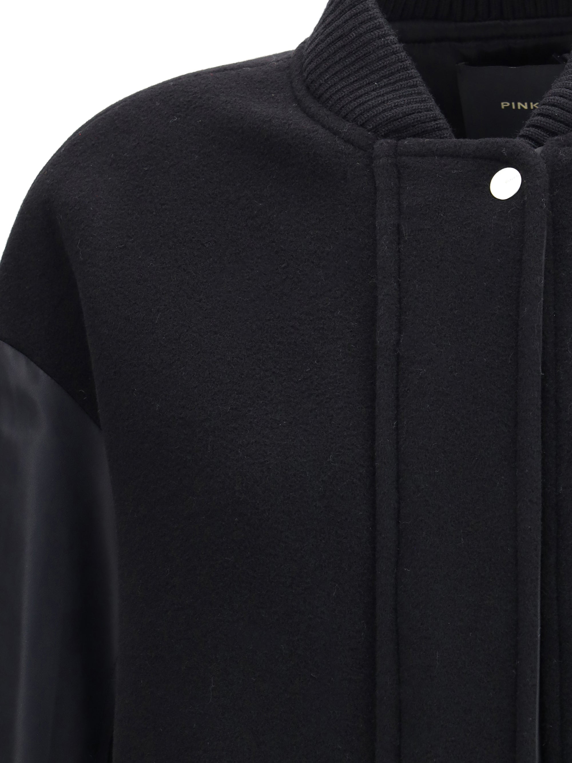 PINKO M long coat in wool-blend cloth and technical satin