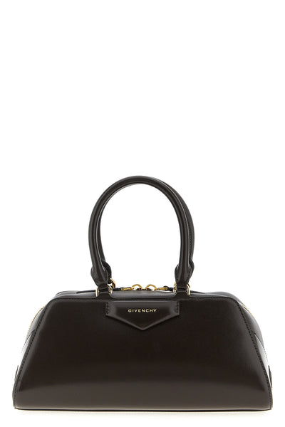small antigona east-west box leather and shiny antigona cube handbag in long