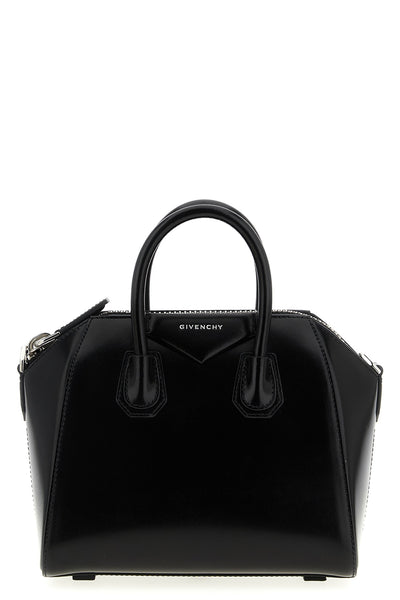solid color antigona mini handbag in box leather