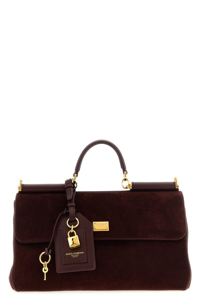 the dolce & gabbana my sicily handbag in fine burgundy suede features a structur