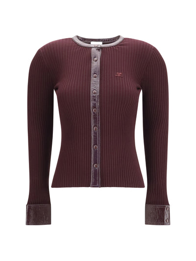 vinyl and knit cardigan