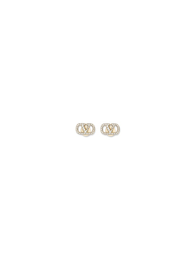 vlogo signature earrings in metal and swarovski crystals