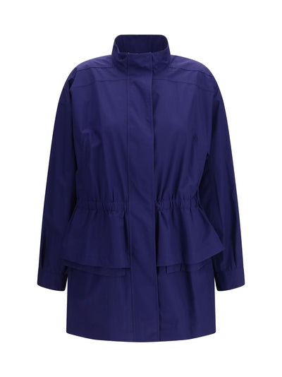 midi poplin parka in cotton with logo embroidery