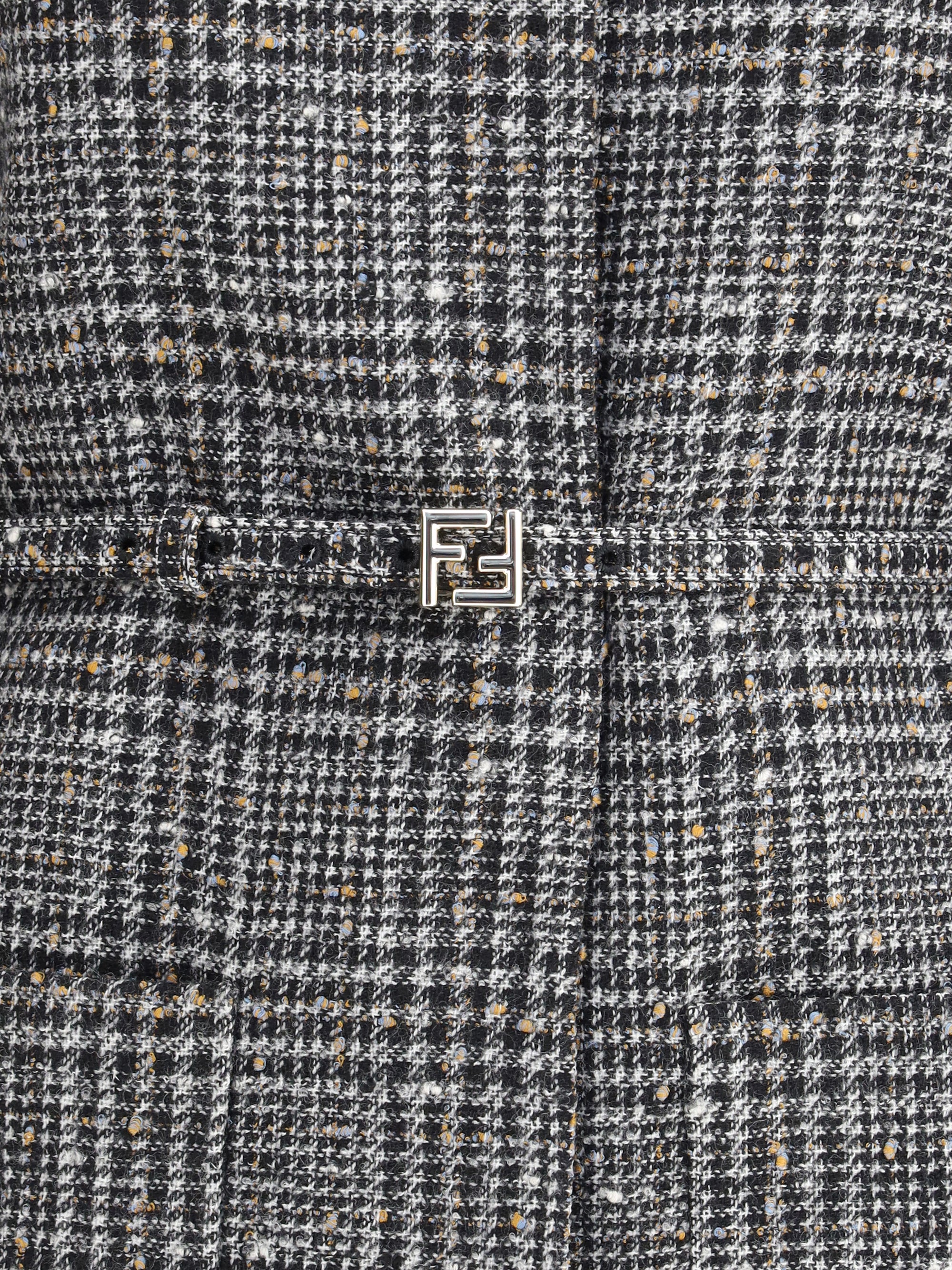 FENDI 40 wool and cotton tweed blouson jacket