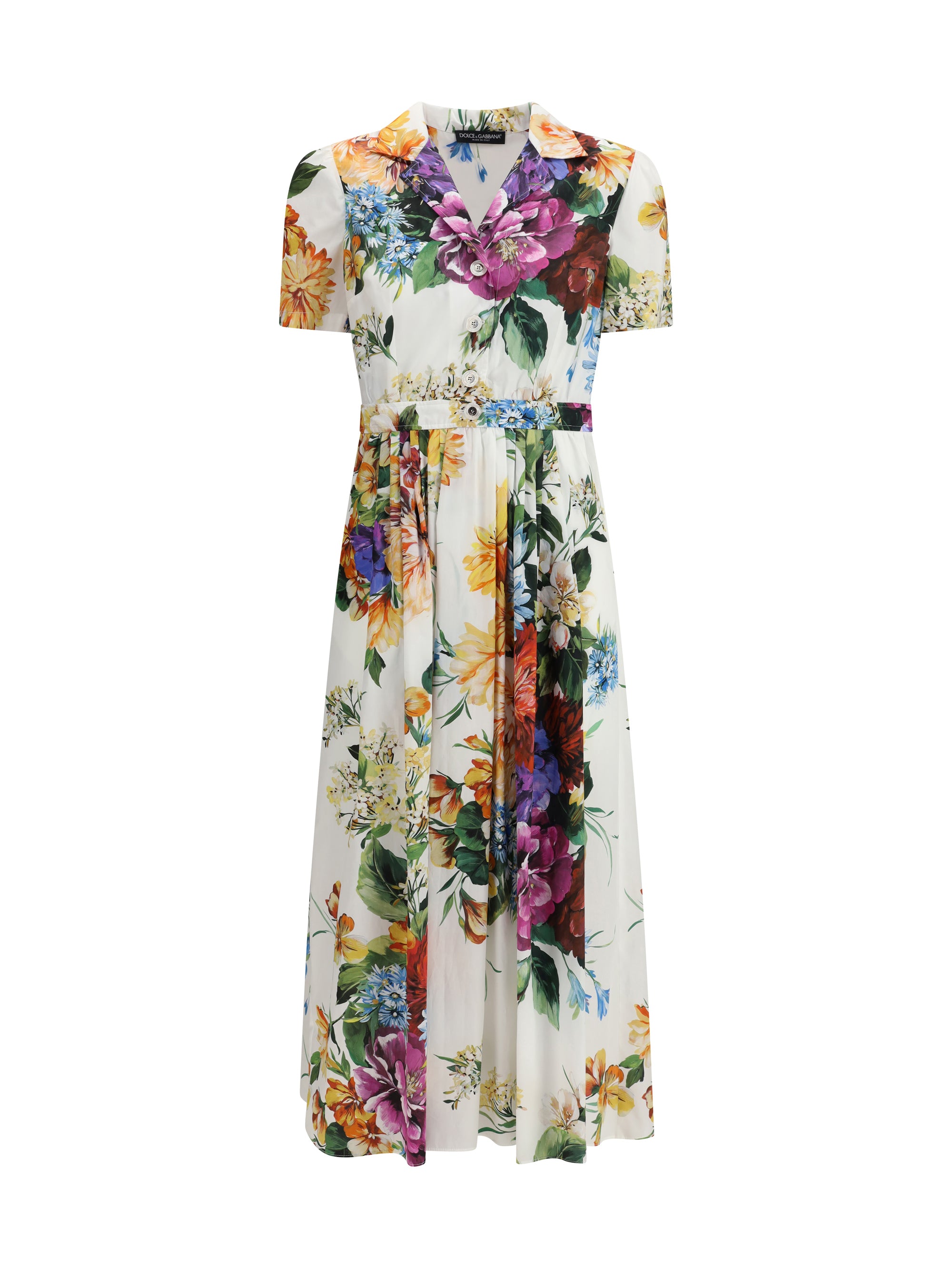 DOLCE & GABBANA 42 flower bouquet print chemisier dress